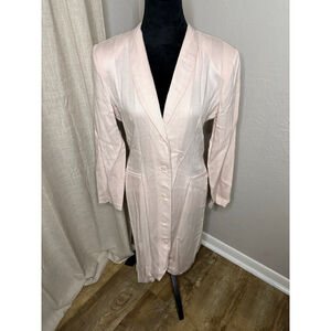 Vintage Michael Blair Light Baby Pink Striped Button Up Dress 11/12